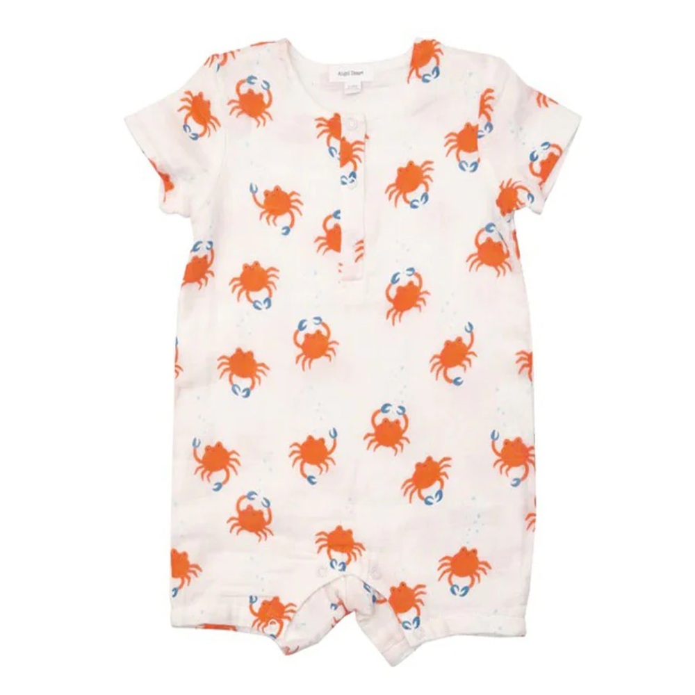 Angel Dear Organic Henley Shortall- Crab Pattern 18-24M